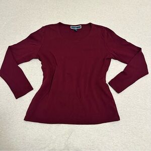 Karen Scott Deep Red Long Sleeve Top